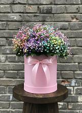 Цветочная композиция из Гипсофила и Розы в шляпной коробке #REPLACE_PRED# Русаново
