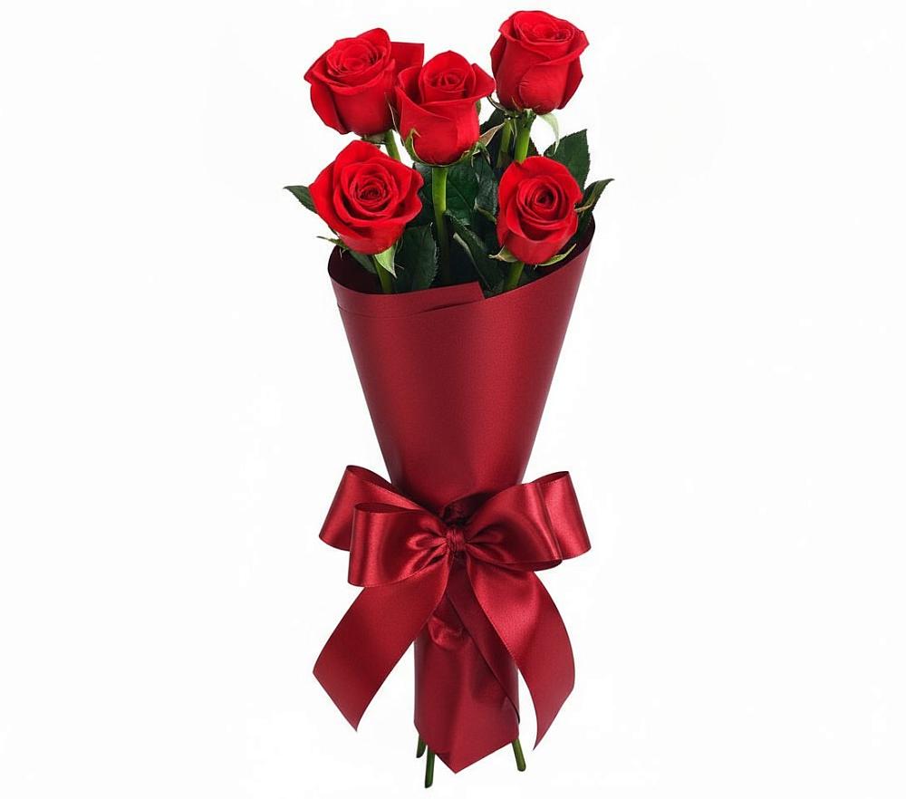 Букет 5 Красных роз Эдлесс Лав в Русаново