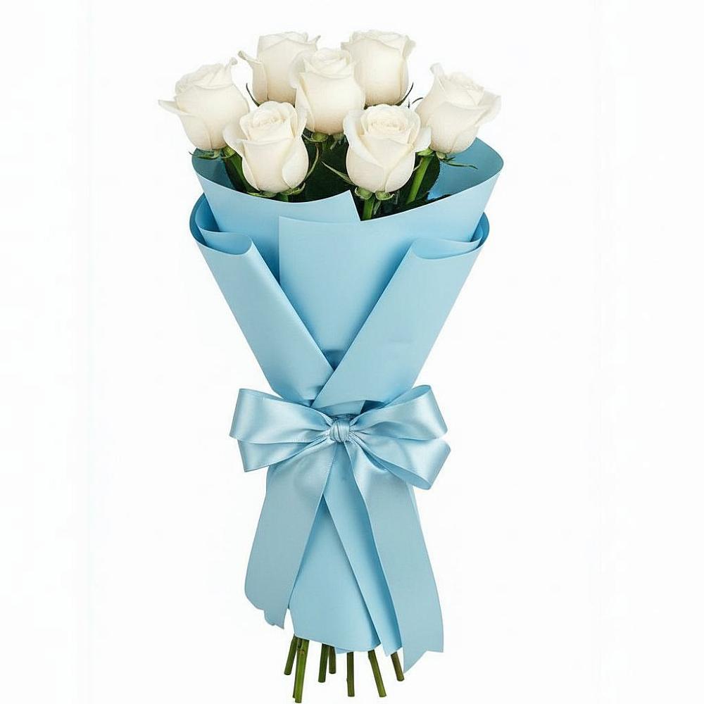 Букет 7 белых роз Проуд в Русаново