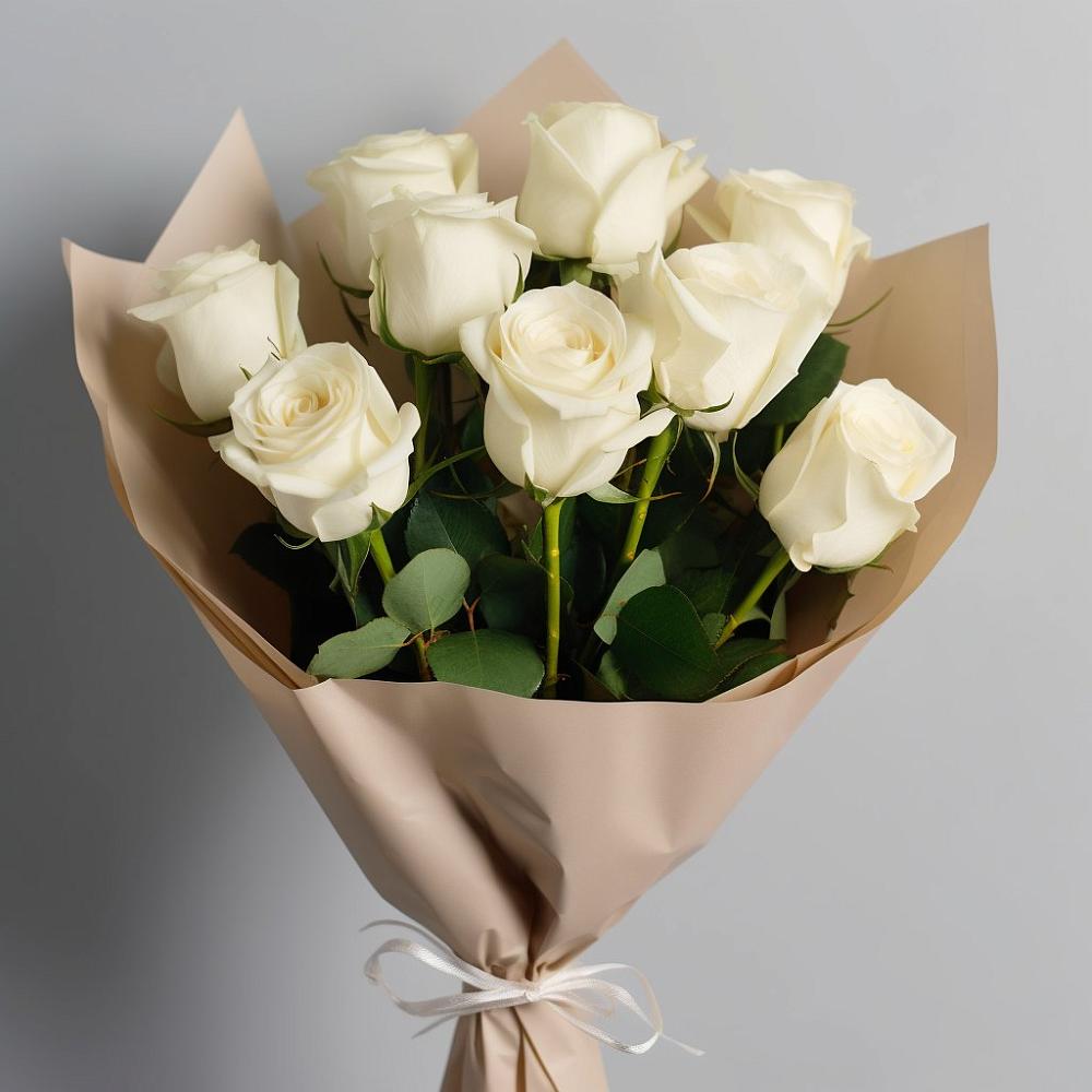 Букет 9 Белых роз Эдлесс Лав в Русаново