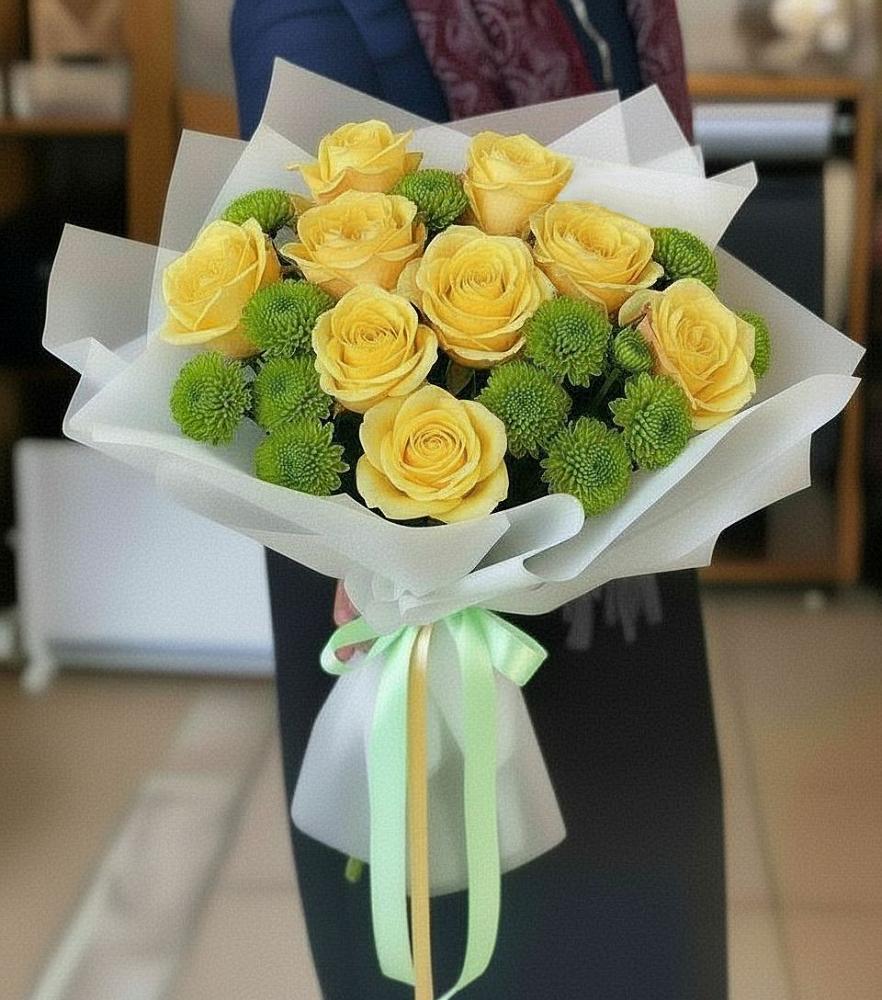 Букет цветов из: Хризантемы и Розы в Русаново