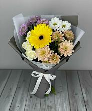 Букет цветов из:  Розы, Герберы и Хризантемы в Русаново