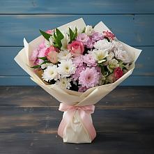 Букет цветов из:  Хризантемы, Альстромерии и Розы в Русаново