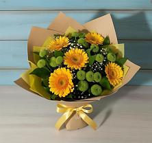 Букет цветов из:  Герберы и Хризантемы #REPLACE_PRED# Русаново