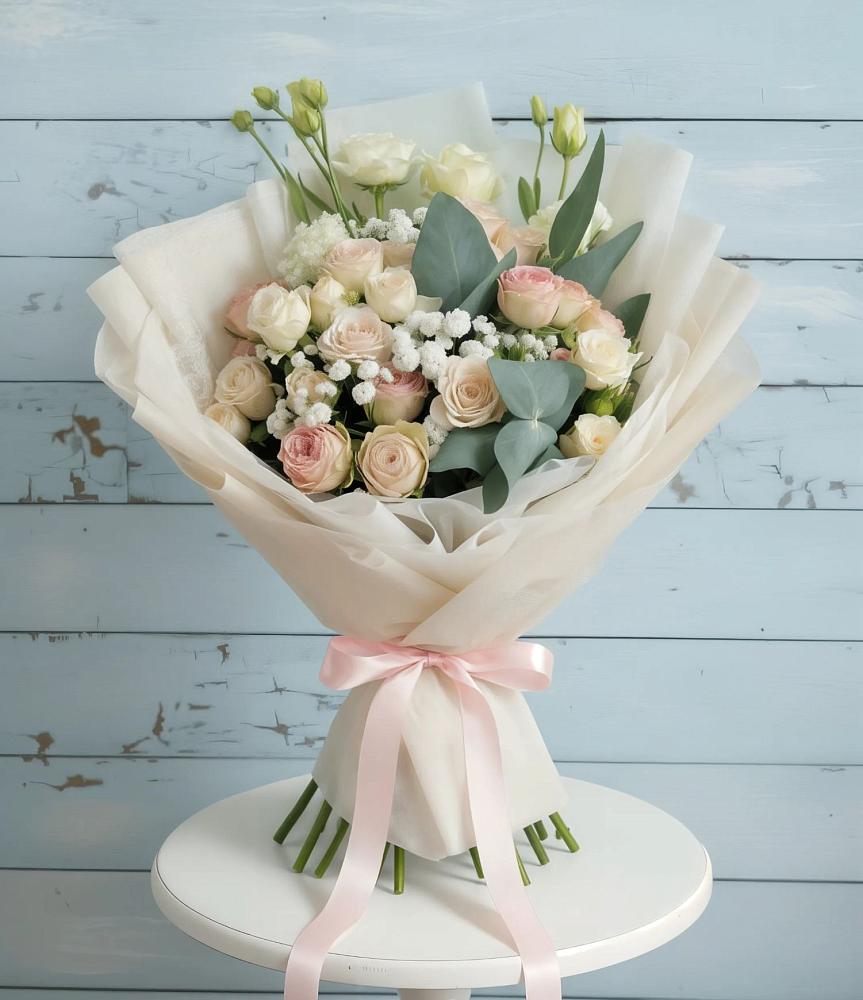 Букет цветов из: Розы и Лизиантусы в Русаново