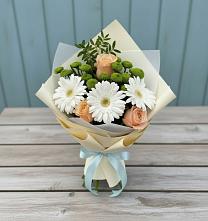 Букет цветов из:  Герберы, Розы и Хризантемы в Русаново