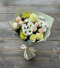 Букет цветов из:  Альстромерии, Розы и Хризантемы #REPLACE_PRED# Русаново