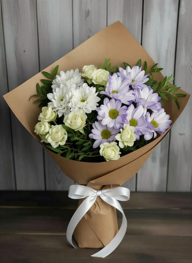 Букет цветов из: Хризантемы и Розы в Русаново