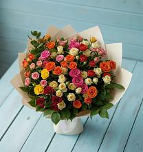 Букет Микс из разноцветных кустовых роз #REPLACE_PRED# Русаново
